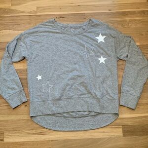 Gap Long Sleeve Drop Shoulder Star Patterned Sweatshirt Gray Women’s M